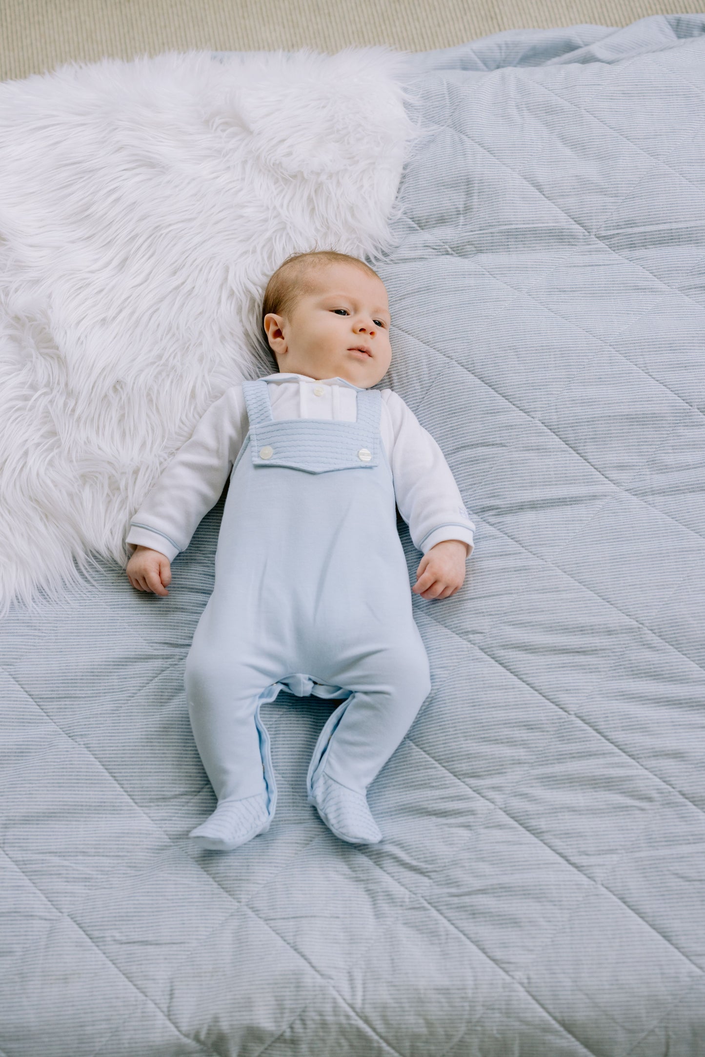 Emile et Rose - Harvey 2in1 Blue Baby Boy Dungaree Babygrow