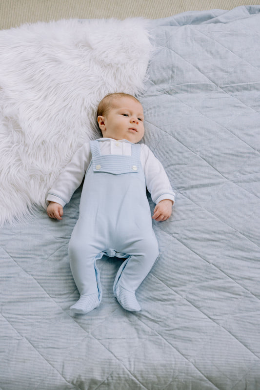 Emile et Rose - Harvey 2in1 Blue Baby Boy Dungaree Babygrow
