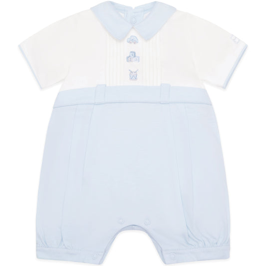 Emile et Rose - Jarvis Blue Baby Boys Toy Embroidery Summer Romper