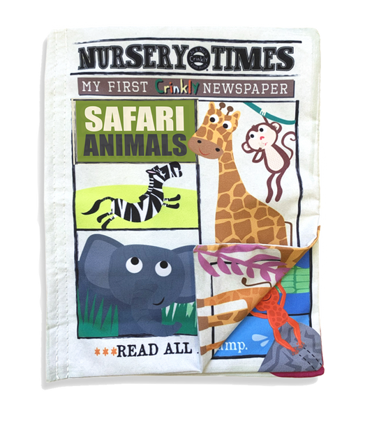 Crinkly Cloth - Nursery Times Safari Animals Crinkly Newspaper